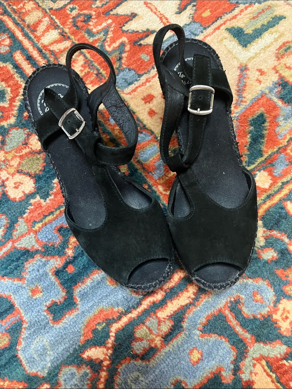 Toni Pons Black Suede Platform Espadrilles